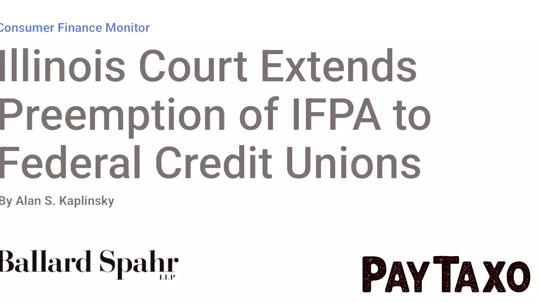 Illinois Court Extends Preemption of IFPA to Federal Credit Unions