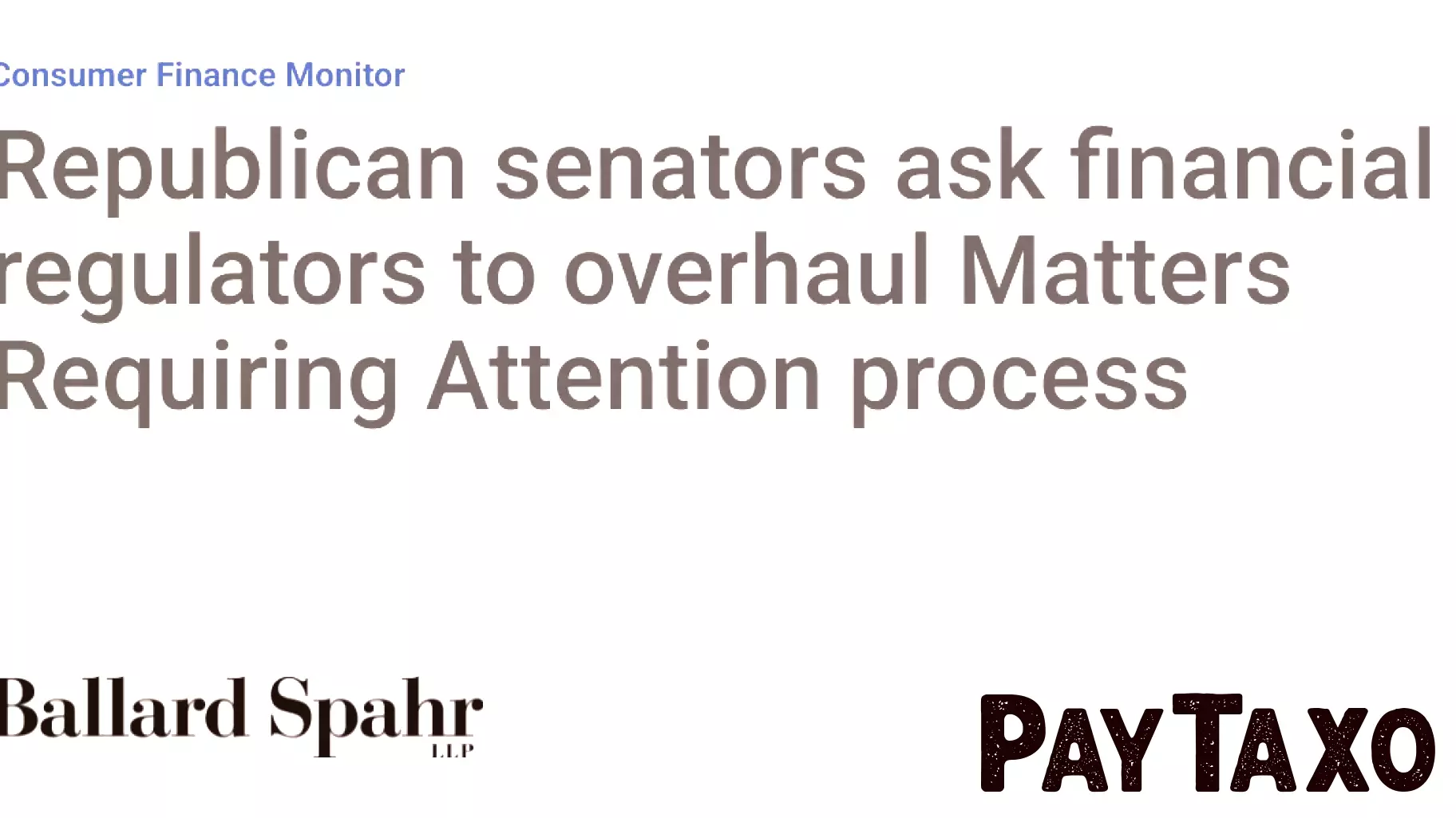 Republican Senators Call for Review of Regulatory Oversight Process